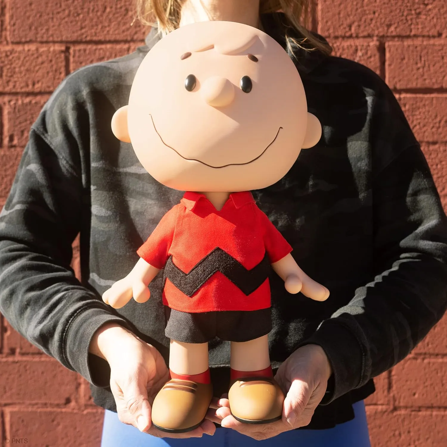 Super7 Supersize Peanuts Charlie Brown (Red Shirt) - 16" Peanuts Action Figure with Fabric Clothing Classic Cartoon Collectibles and Retro Toys