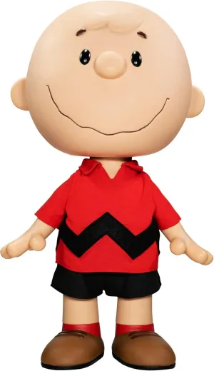 Super7 Supersize Peanuts Charlie Brown (Red Shirt) - 16" Peanuts Action Figure with Fabric Clothing Classic Cartoon Collectibles and Retro Toys
