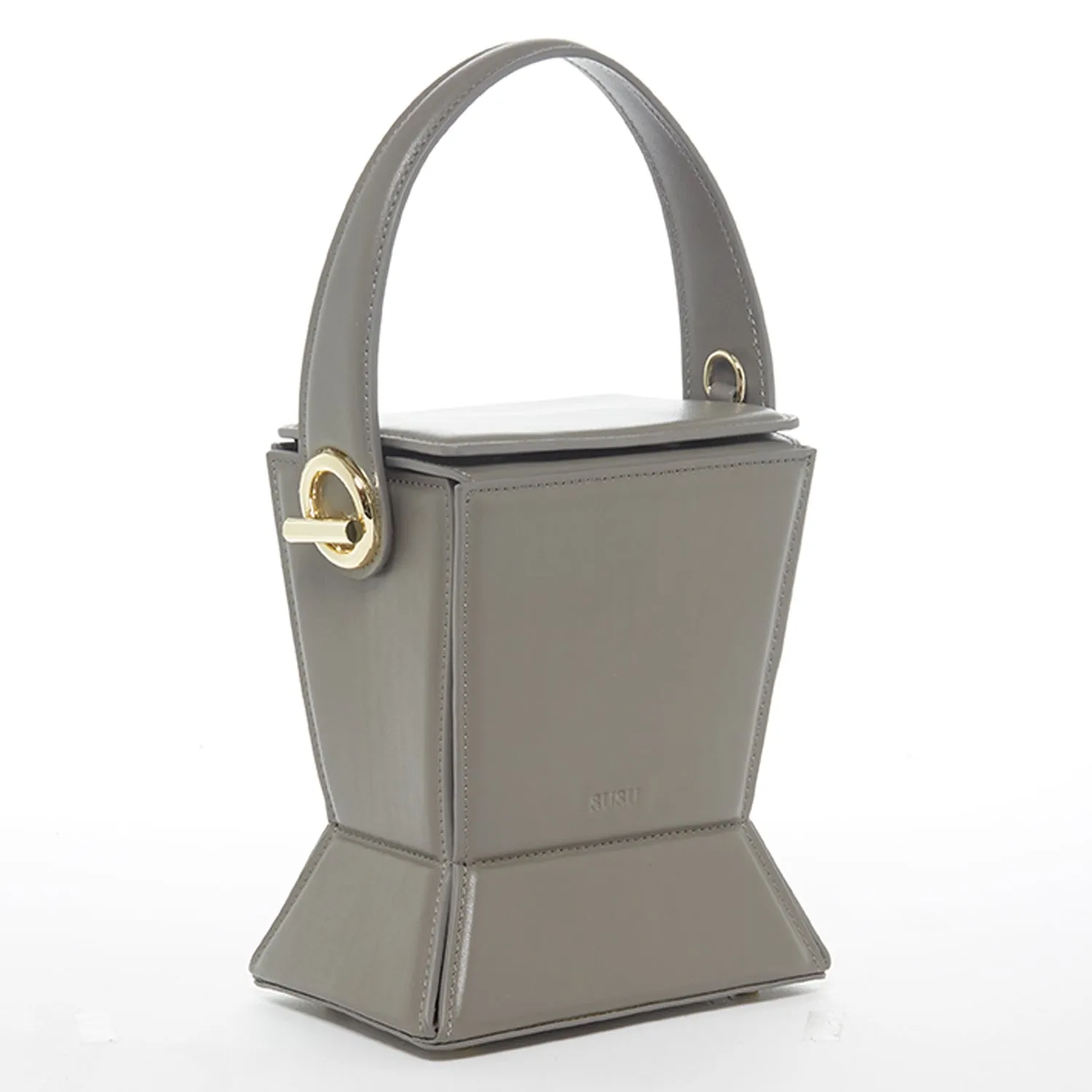 SUSU The Amber Leather Bucket Bag Grey
