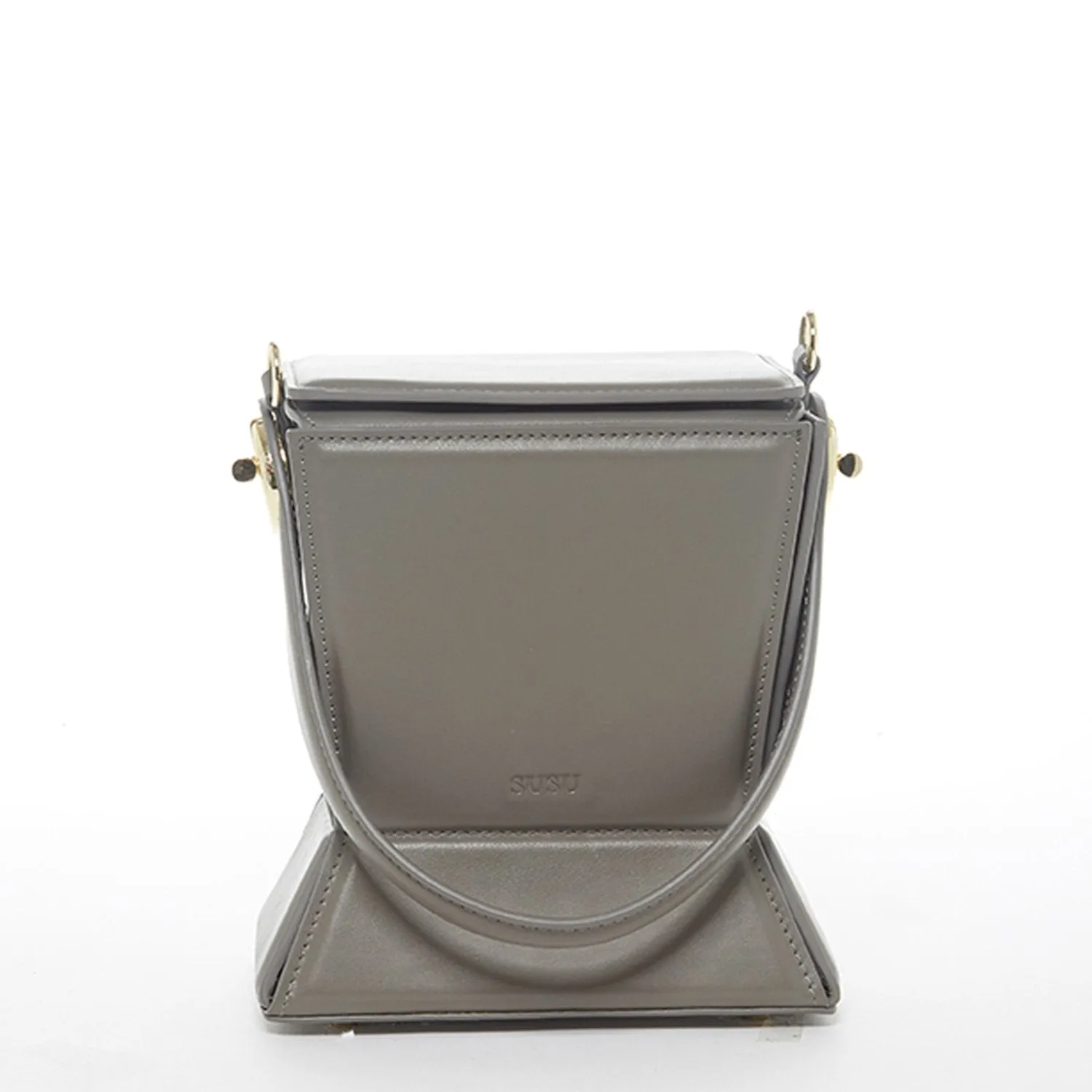 SUSU The Amber Leather Bucket Bag Grey