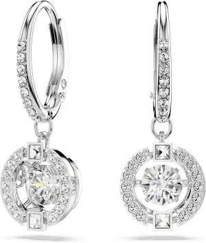 SWAROVSKI Sparkling Dance Necklace and Earrings Jewelry Collection, Rhodium Finish, Blue Crystals, Clear Crystals