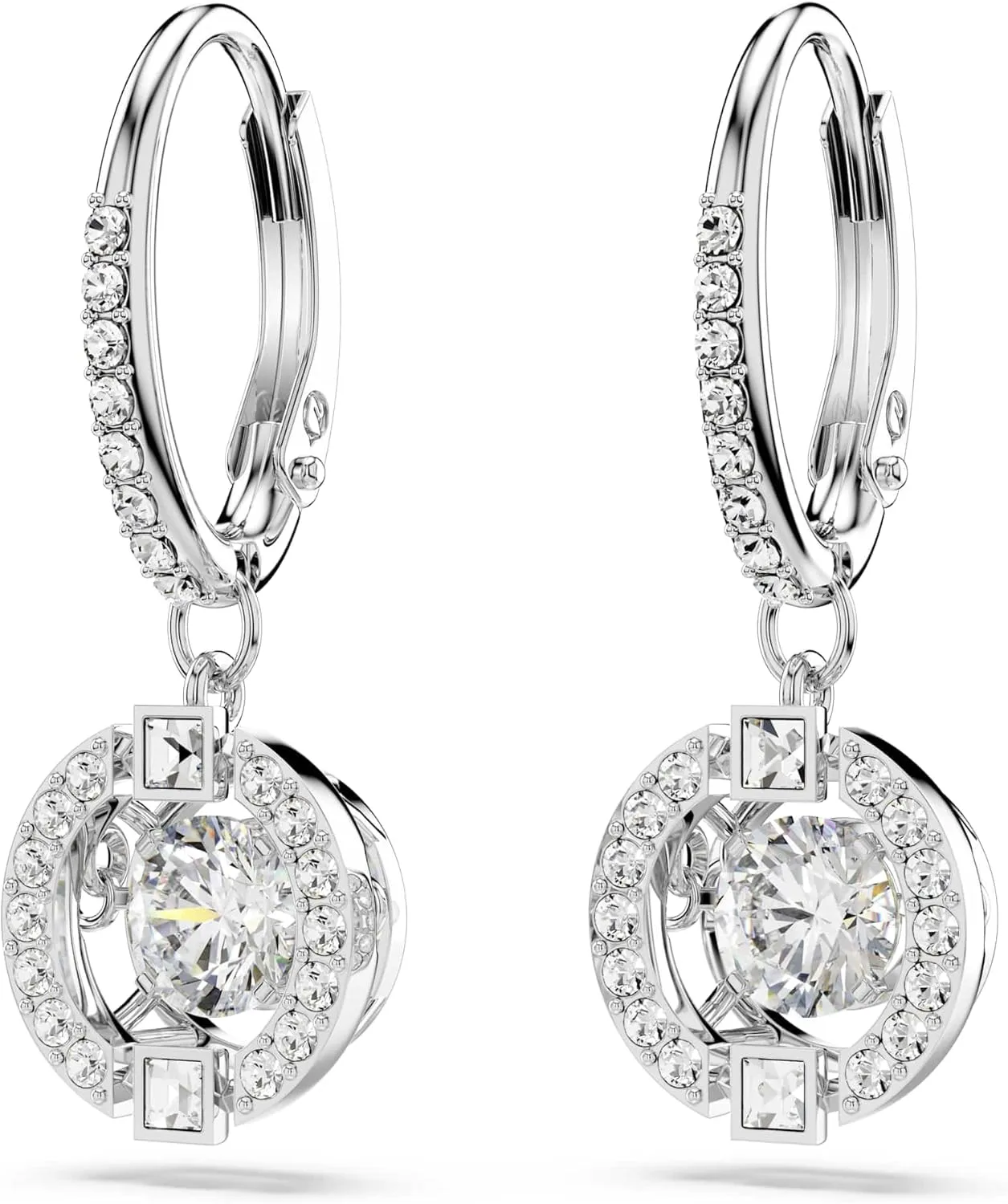 SWAROVSKI Sparkling Dance Necklace and Earrings Jewelry Collection, Rhodium Finish, Blue Crystals, Clear Crystals