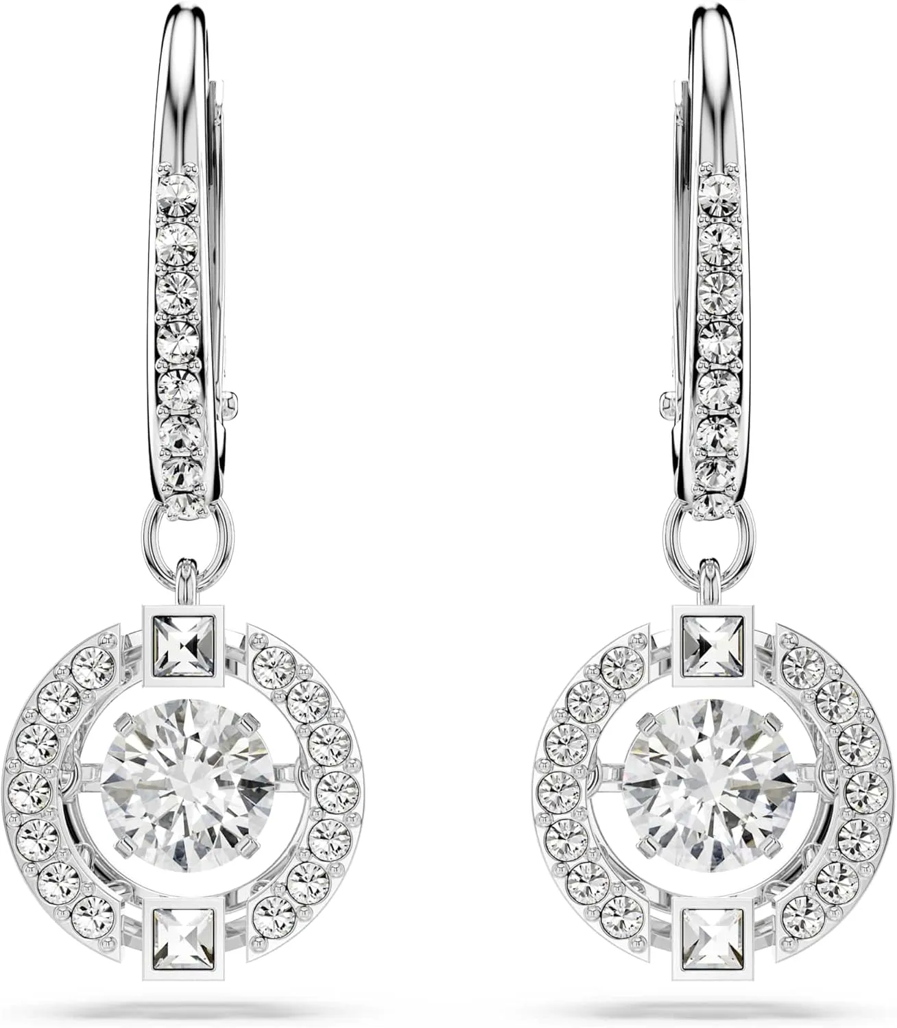SWAROVSKI Sparkling Dance Necklace and Earrings Jewelry Collection, Rhodium Finish, Blue Crystals, Clear Crystals