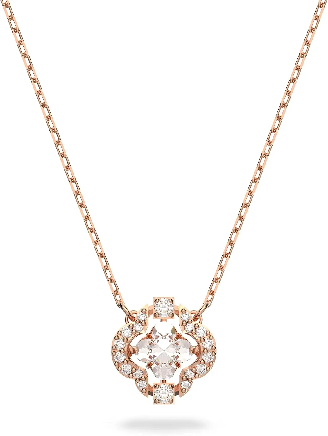 Swarovski Sparkling Dance necklace, White, Rose gold-tone plated