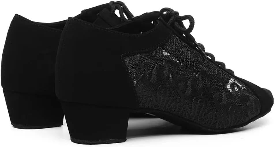 SWDZM Women Ballroom Dance Shoes Salsa Latin Practice Shoes Lace-up Teaching Dance Shoes,Model YCL504