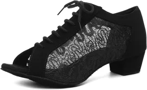 SWDZM Women Ballroom Dance Shoes Salsa Latin Practice Shoes Lace-up Teaching Dance Shoes,Model YCL504