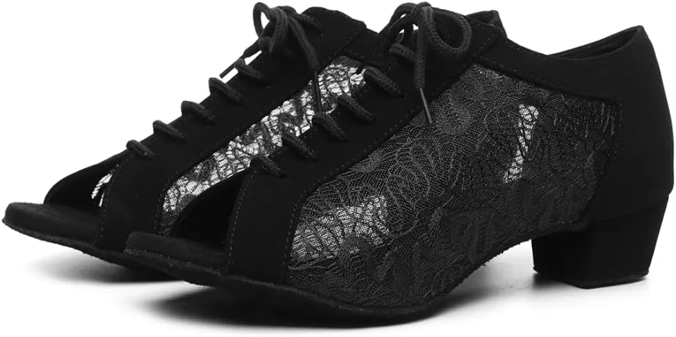 SWDZM Women Ballroom Dance Shoes Salsa Latin Practice Shoes Lace-up Teaching Dance Shoes,Model YCL504