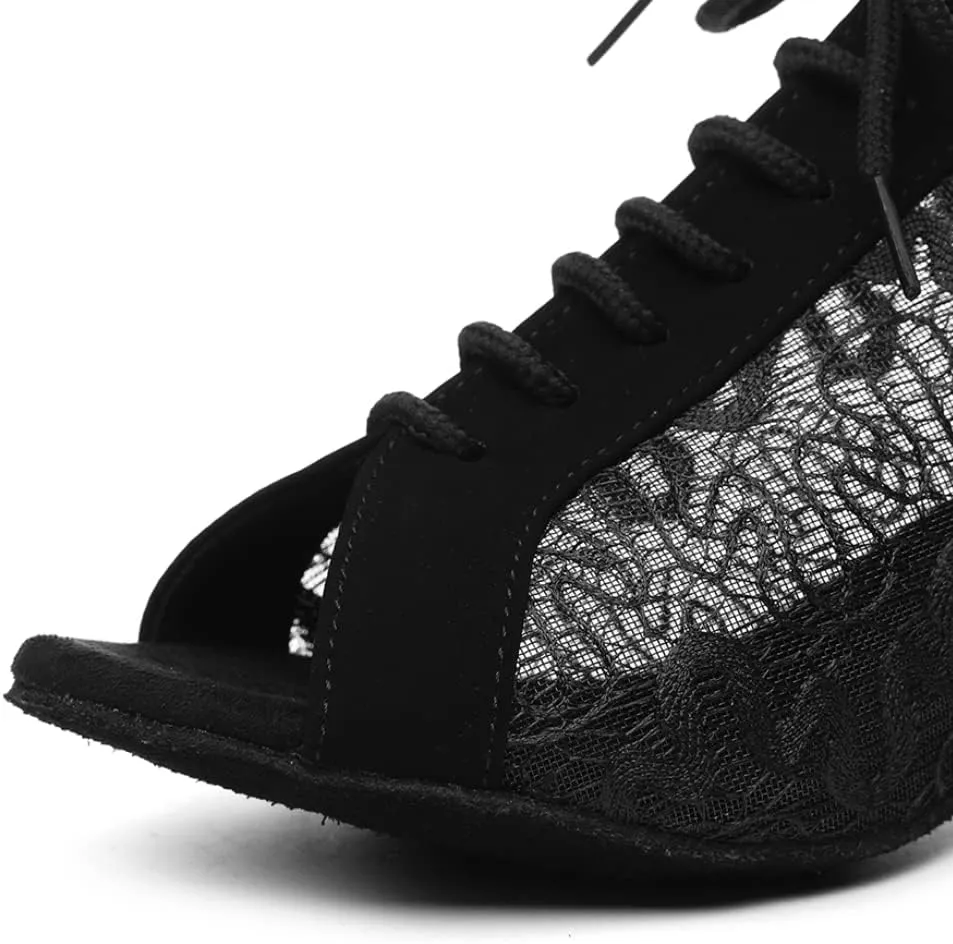 SWDZM Women Ballroom Dance Shoes Salsa Latin Practice Shoes Lace-up Teaching Dance Shoes,Model YCL504