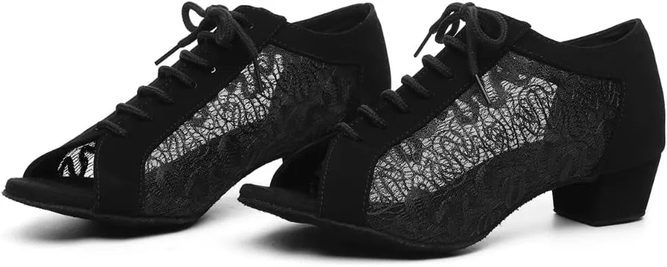 SWDZM Women Ballroom Dance Shoes Salsa Latin Practice Shoes Lace-up Teaching Dance Shoes,Model YCL504