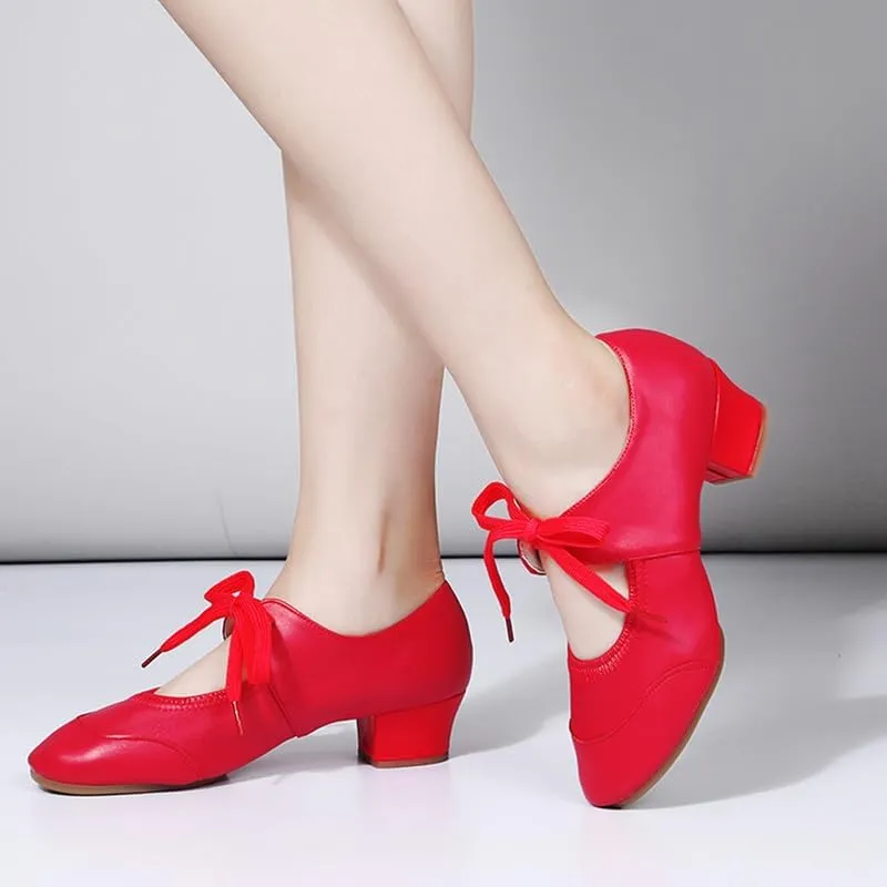 SWDZM Women's Latin Dance Shoes Closed Toe Low Heel Ballroom Salsa Tango Party Practice Performance Dance Shoes,YMJ315