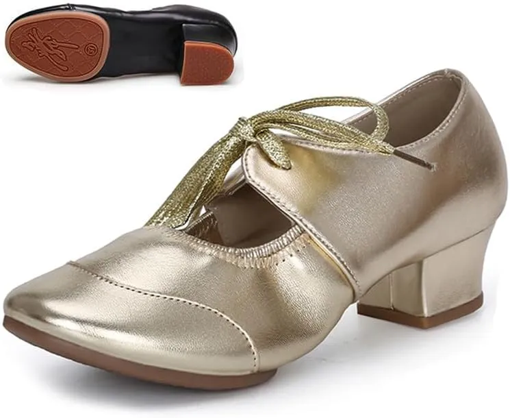 SWDZM Women's Latin Dance Shoes Closed Toe Low Heel Ballroom Salsa Tango Party Practice Performance Dance Shoes,YMJ315