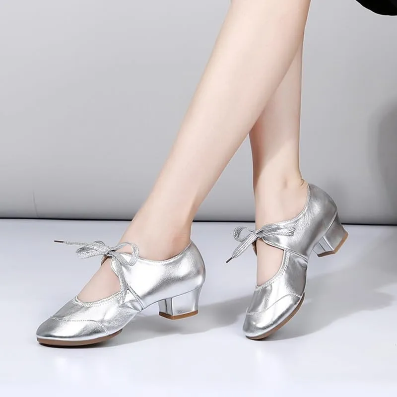 SWDZM Women's Latin Dance Shoes Closed Toe Low Heel Ballroom Salsa Tango Party Practice Performance Dance Shoes,YMJ315