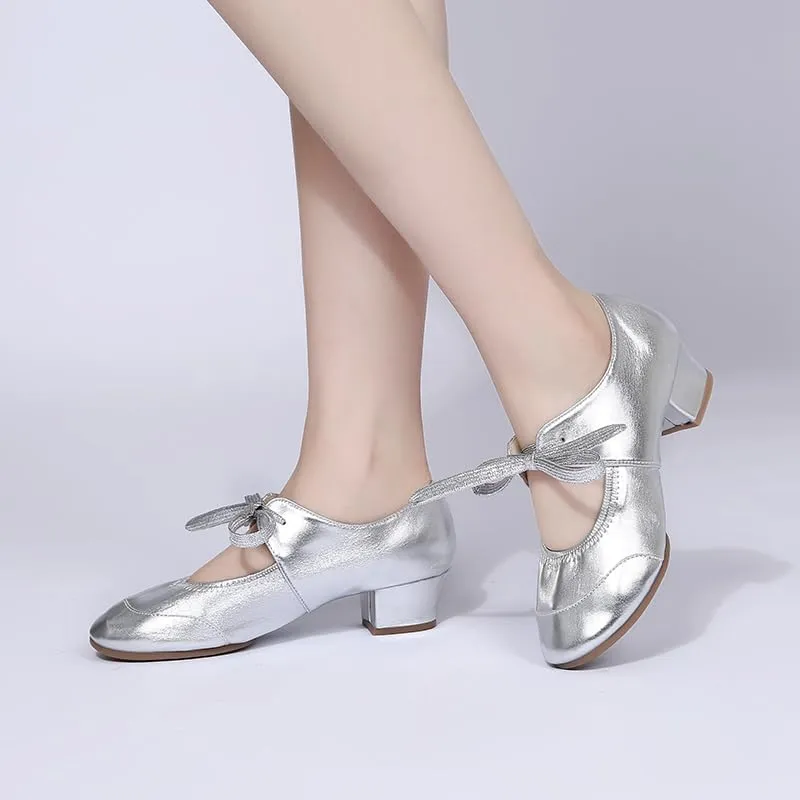 SWDZM Women's Latin Dance Shoes Closed Toe Low Heel Ballroom Salsa Tango Party Practice Performance Dance Shoes,YMJ315
