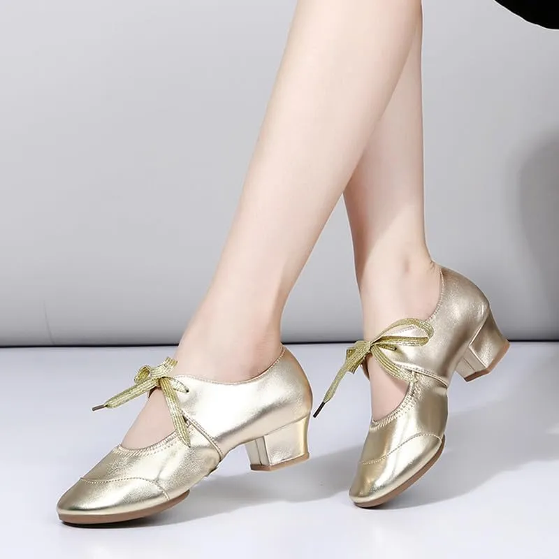 SWDZM Women's Latin Dance Shoes Closed Toe Low Heel Ballroom Salsa Tango Party Practice Performance Dance Shoes,YMJ315
