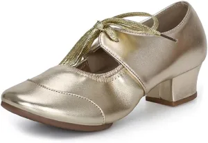 SWDZM Women's Latin Dance Shoes Closed Toe Low Heel Ballroom Salsa Tango Party Practice Performance Dance Shoes,YMJ315