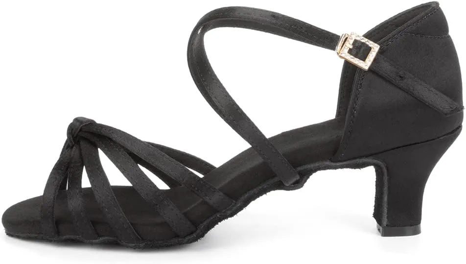 SWDZM Women's Latin Dance Shoes Open-Toe Silk Salsa Tango Ballroom Professional Practice Performance Dance Shoes USWH1213 1217