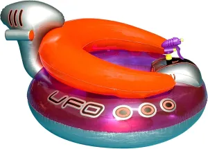 SWIMLINE ORIGINAL Inflatable UFO Spaceship Pool Float Ride On With Fun Constant Flow Laser Ray Gun Water Squirter For Kids | Cool Retro Style | For Beach Ocean Pool Lake | Extra Thick Large Floatie