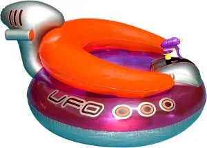 SWIMLINE ORIGINAL Inflatable UFO Spaceship Pool Float Ride On With Fun Constant Flow Laser Ray Gun Water Squirter For Kids | Cool Retro Style | For Beach Ocean Pool Lake | Extra Thick Large Floatie