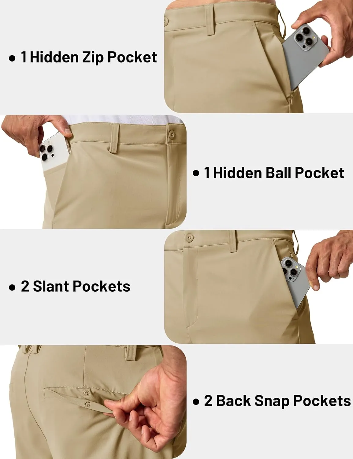TACVASEN Men's 7" Golf Casual Shorts with 6 Pockets Stretch Lightweight Dress Work Short Flat Front Quick Dry for Summer