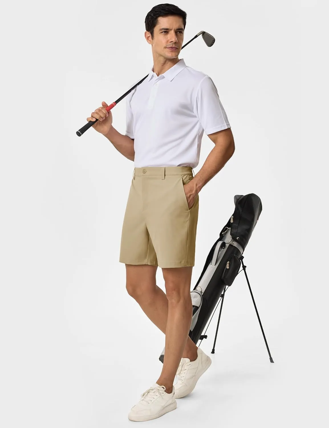 TACVASEN Men's 7" Golf Casual Shorts with 6 Pockets Stretch Lightweight Dress Work Short Flat Front Quick Dry for Summer