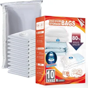 TAILI 10 Pack Vacuum Storage Bags, Space Saver Bags, Jumbo 31x40 Inch, Extra Large Vacuum Sealer Bags for Comforters, Blankets, Bedding, Clothes, Pillow, Closet Organizers Space Saving