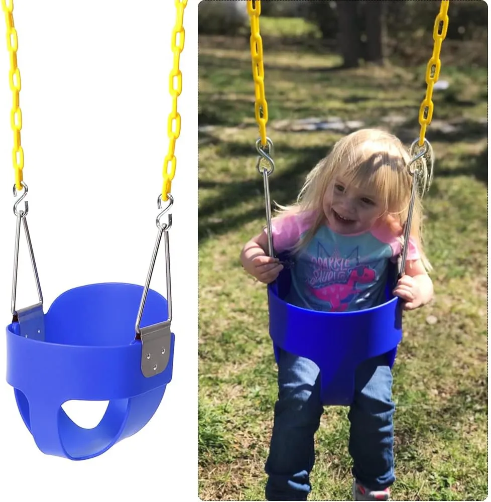 Take Me Away Toddler Swing - High Back Bucket Seat, Plastic-Coated Chains, Compatible with Swing Set Accessories