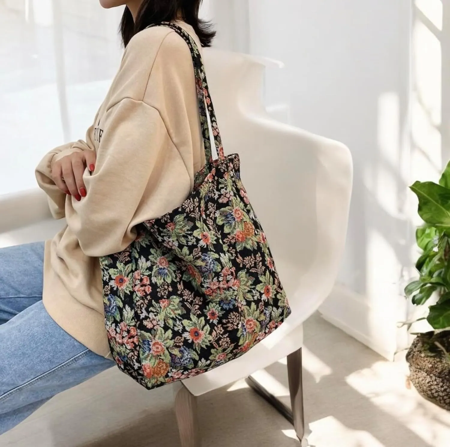 Tapestry Women Botanical Shoulder Tote Bag, Spacious and Durable Ideal for Shopping, Travel & Work