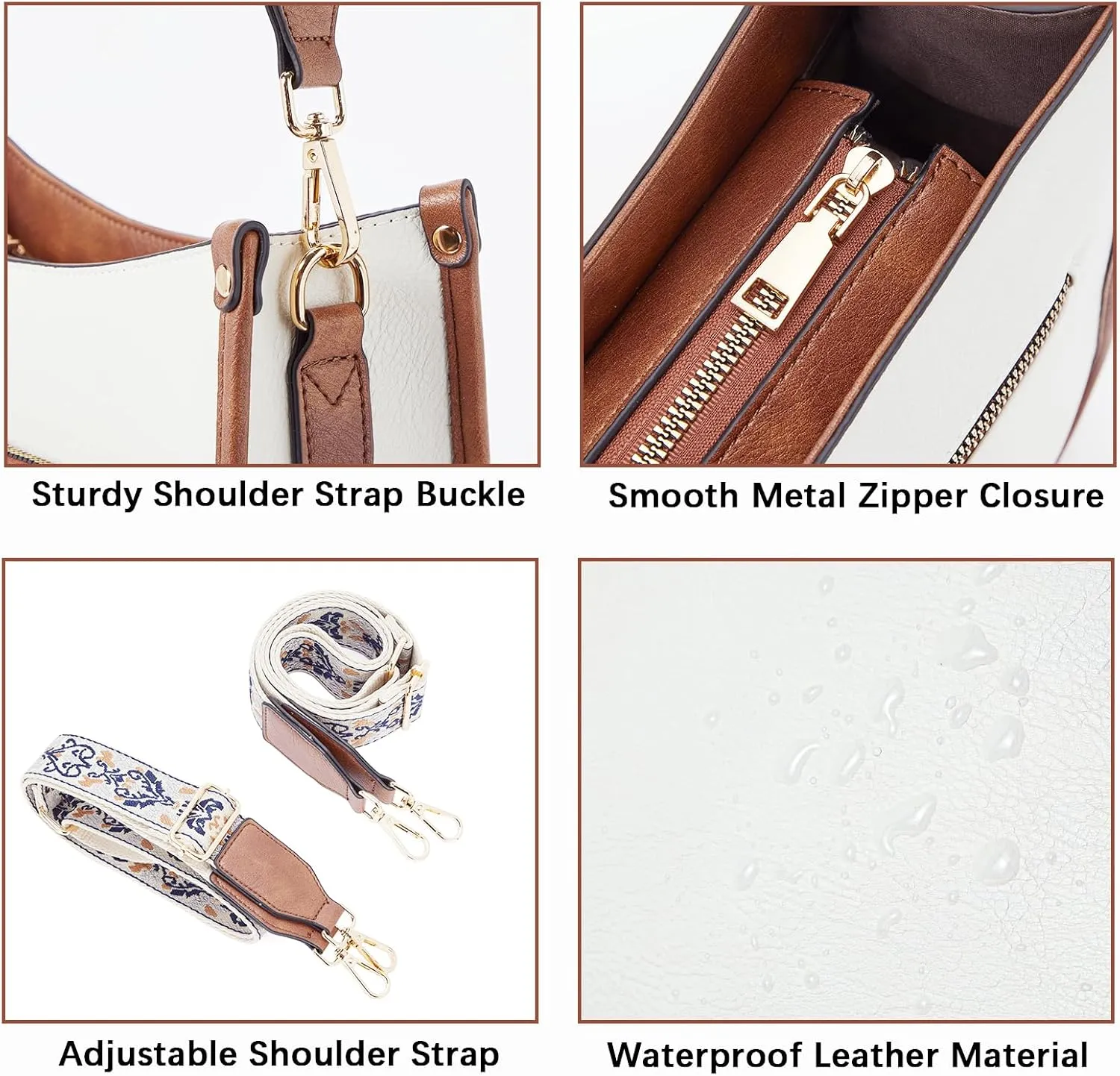 Telena Crossbody Purses for Women Trendy Vegan Leather Purses Bucket Hobo Bags Handbags with Adjustable Guitar Strap