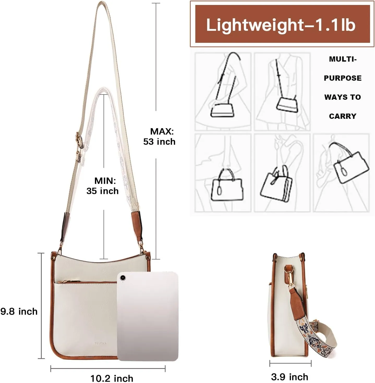Telena Crossbody Purses for Women Trendy Vegan Leather Purses Bucket Hobo Bags Handbags with Adjustable Guitar Strap