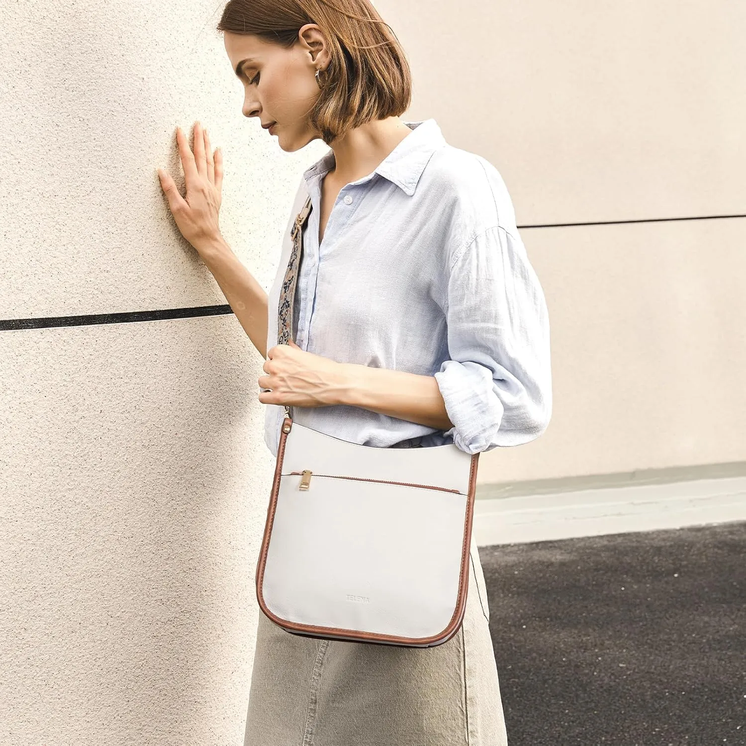 Telena Crossbody Purses for Women Trendy Vegan Leather Purses Bucket Hobo Bags Handbags with Adjustable Guitar Strap