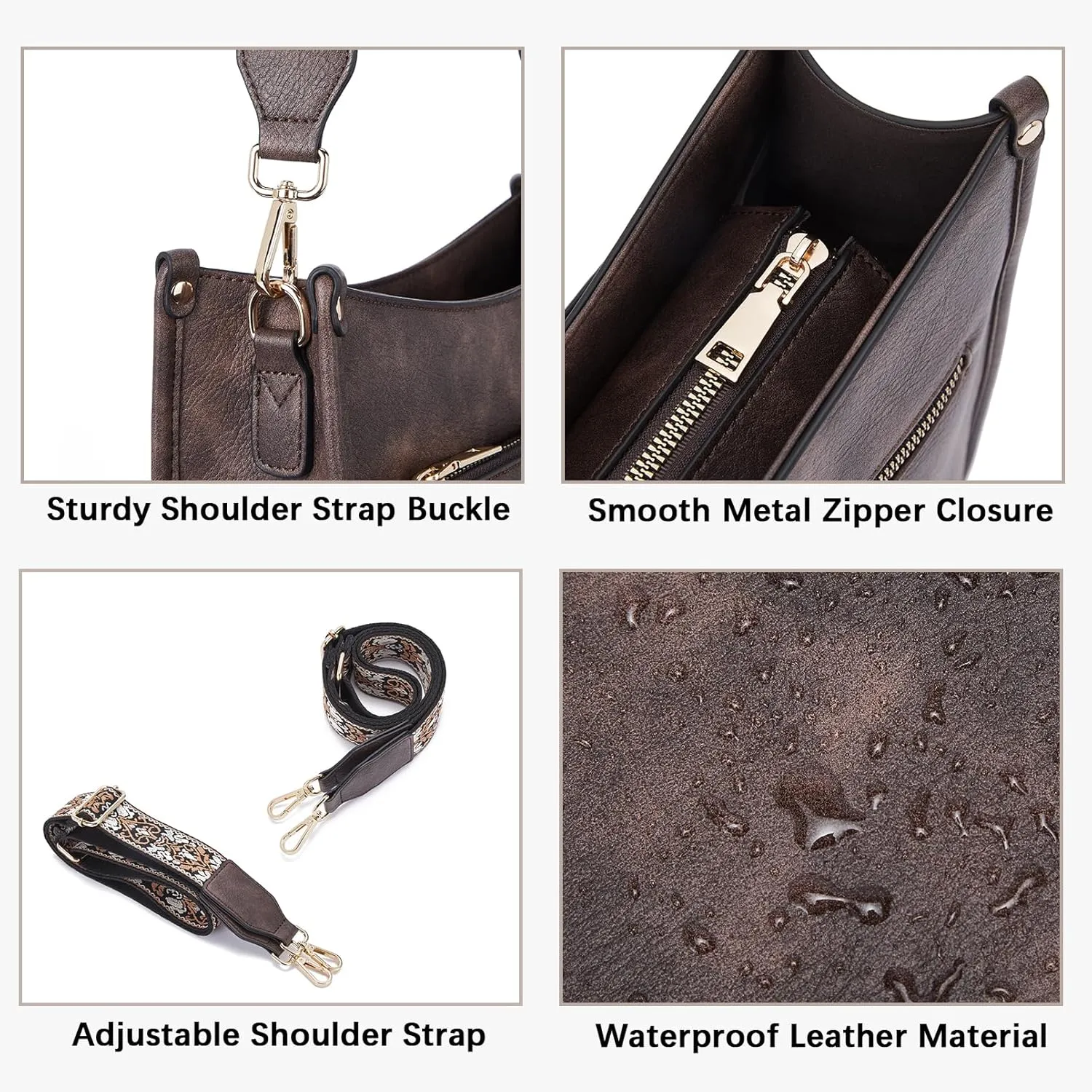 Telena Crossbody Purses for Women Trendy Vegan Leather Purses Bucket Hobo Bags Handbags with Adjustable Guitar Strap