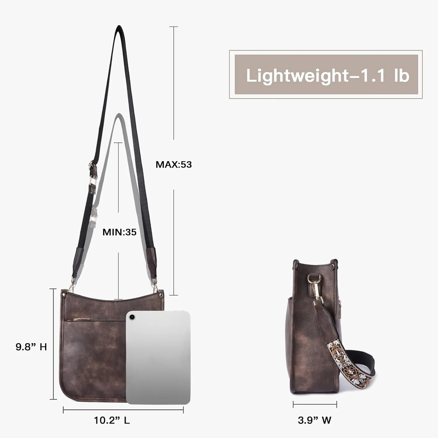 Telena Crossbody Purses for Women Trendy Vegan Leather Purses Bucket Hobo Bags Handbags with Adjustable Guitar Strap
