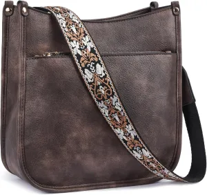 Telena Crossbody Purses for Women Trendy Vegan Leather Purses Bucket Hobo Bags Handbags with Adjustable Guitar Strap