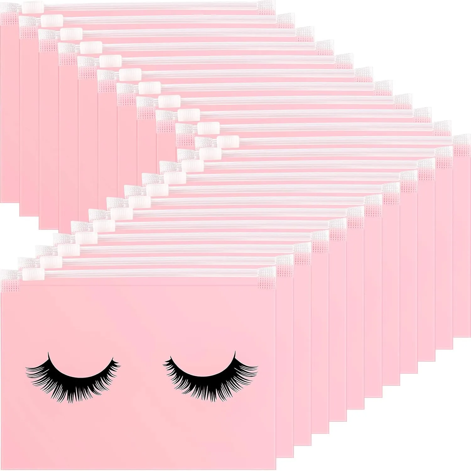 Tenare 100 Pcs Eyelash Makeup Bags Lash Bags for Clients eyelash aftercare Waterproof Plastic Toiletry Cosmetic Pouch with Zipper for Women Small Business Supplies 4 x 6 inch(EVA,Classic Style)
