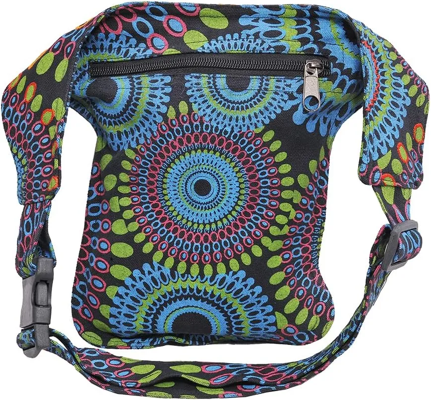 The Collection Royal Handmade Festival Waistpack Boho Hippie Waist Bag Hip Bum Running Belt Fanny Pack Travel Utility Belt (Blk Grn)