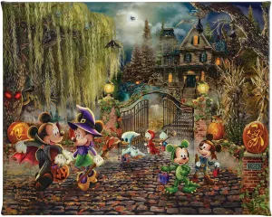 Thomas Kinkade Disney Mickey and Minnie Halloween Fun 8 x 10 Gallery Wrapped Canvas