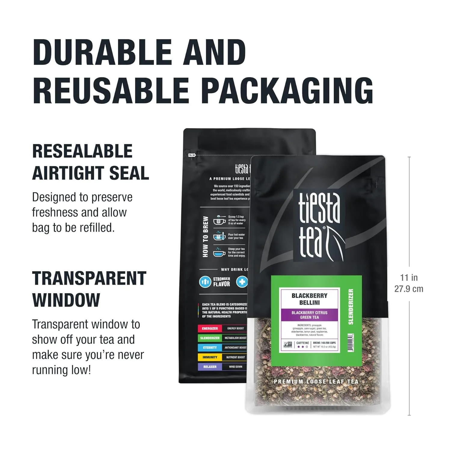 Tiesta Tea - Blackberry Bellini | Loose Leaf | Blackberry Citrus Green Tea | Premium Blend | Medium Caffeinated | Makes Hot or Iced & Brews Up to 200 Cups | 16oz Resealable Bulk Pouch