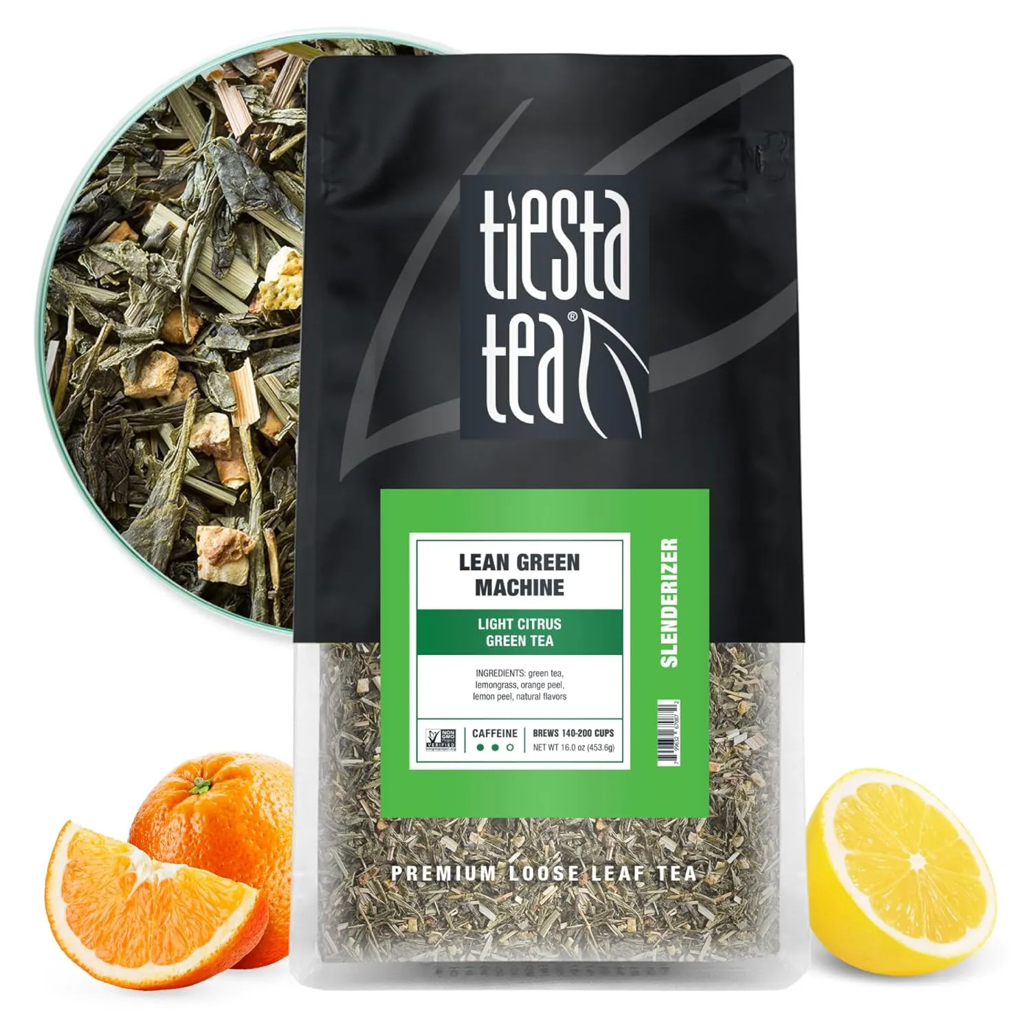 Tiesta Tea - Lean Green Machine | Loose Leaf | Light Citrus Green Tea | Premium Blend | Medium Caffeinated | Make Hot or Iced Brews Up to 200 Cups | 16 Ounce Resealable Bulk Pouch