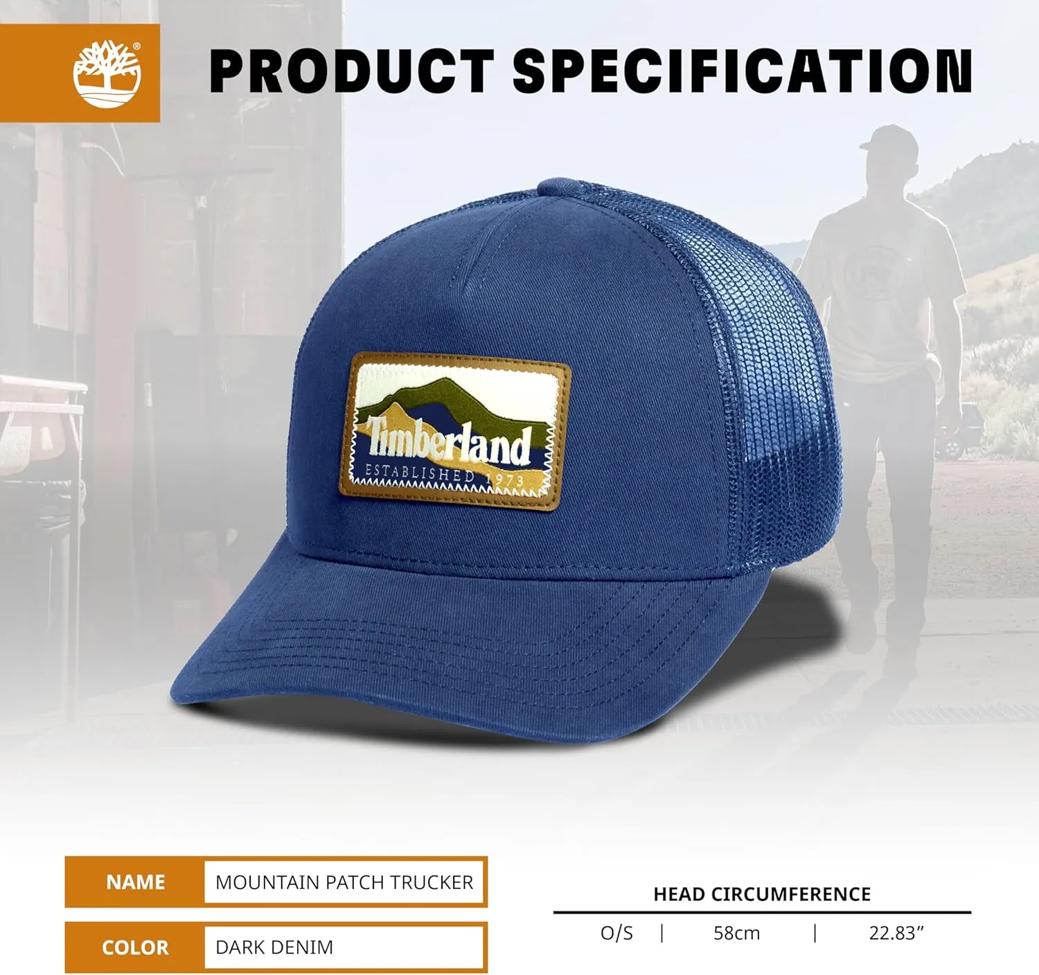Timberland Trucker Hat for Men, One Size, Durable Cotton Twill, Adjustable Mesh Back, Curved Brim, Breathable and Lightweight