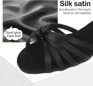 TINRYMX Girls&Women Latin Dance Shoes Silk Ballroom Salsa Tango Professional Performance Practice Dance Shoes,Model-SS-TL-ZSXGG/202
