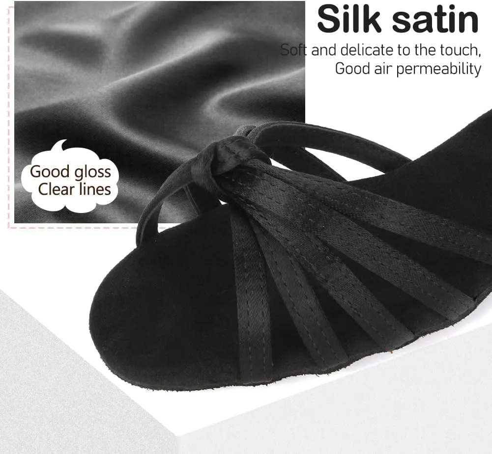 TINRYMX Girls&Women Latin Dance Shoes Silk Ballroom Salsa Tango Professional Performance Practice Dance Shoes,Model-SS-TL-ZSXGG/202