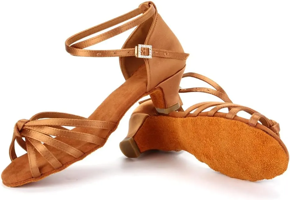 TINRYMX Girls&Women Latin Dance Shoes Silk Ballroom Salsa Tango Professional Performance Practice Dance Shoes,Model-SS-TL-ZSXGG/202
