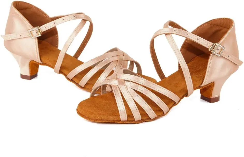 TINRYMX Girls&Women Latin Dance Shoes Silk Ballroom Salsa Tango Professional Performance Practice Dance Shoes,Model-SS-TL-ZSXGG/202