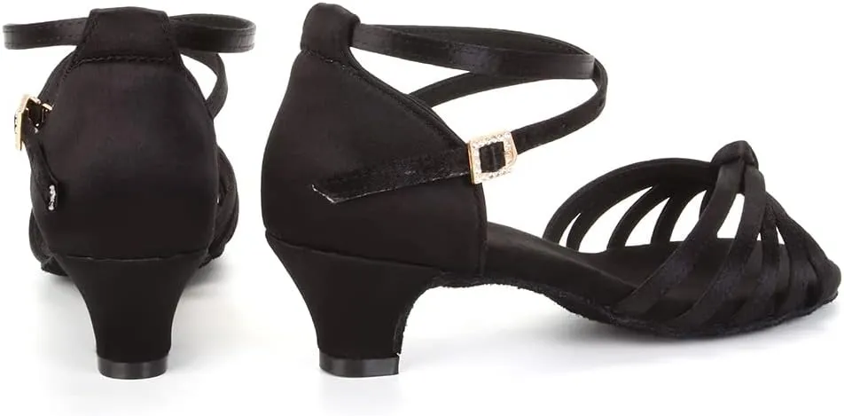 TINRYMX Girls&Women Latin Dance Shoes Silk Ballroom Salsa Tango Professional Performance Practice Dance Shoes,Model-SS-TL-ZSXGG/202