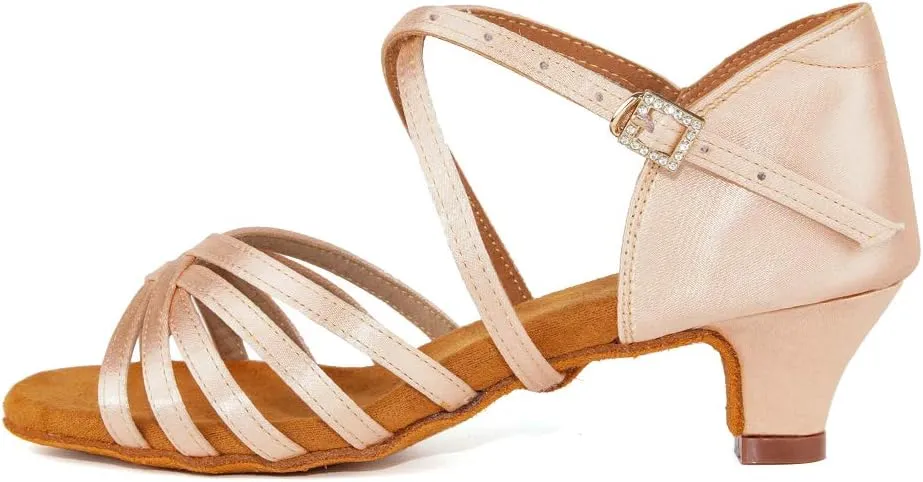 TINRYMX Girls&Women Latin Dance Shoes Silk Ballroom Salsa Tango Professional Performance Practice Dance Shoes,Model-SS-TL-ZSXGG/202