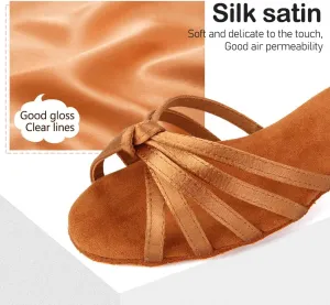 TINRYMX Girls&Women Latin Dance Shoes Silk Ballroom Salsa Tango Professional Performance Practice Dance Shoes,Model-SS-TL-ZSXGG/202