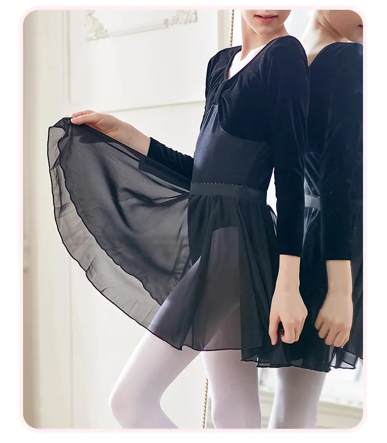 Toddler Ballet Leotard with Chiffon Wrap Skirt Dance Outfit Kids Skirt