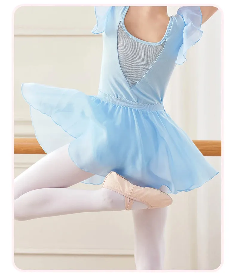 Toddler Ballet Leotard with Chiffon Wrap Skirt Dance Outfit Kids Skirt