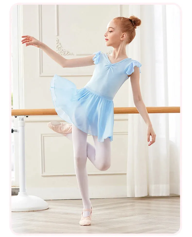 Toddler Ballet Leotard with Chiffon Wrap Skirt Dance Outfit Kids Skirt
