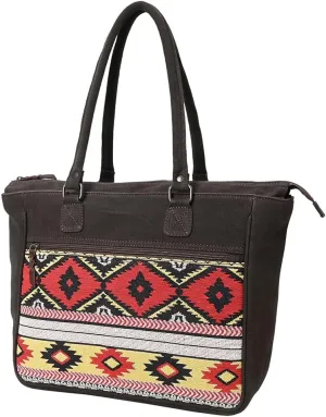 Tote Upcycled Canvas Genuine Leather Women Bag Western Handbag Purse